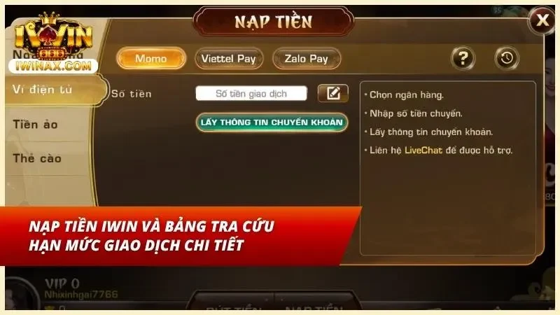 Bảng tra cứu hạn mức và thời gian xử lý các kênh nạp tiền tại cổng game