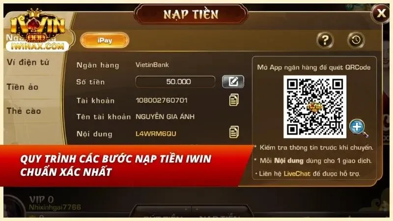 Sơ đồ quy trình thực hiện các bước nạp tiền vào hệ thống an toàn